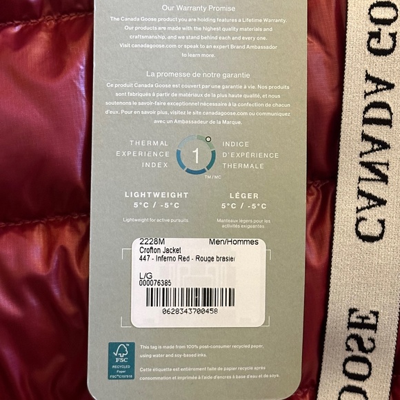 Canada Goose Men's Crofton Jacket - Inferno Red - Large - Picture 5 of 8